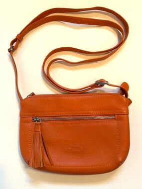 Orange Vintage Funbag Leather Crossbody Bag with Tassel NWOT